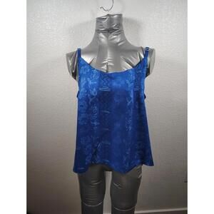 Blue Floral Top Far Away Rayon Summer Spring Adjustable